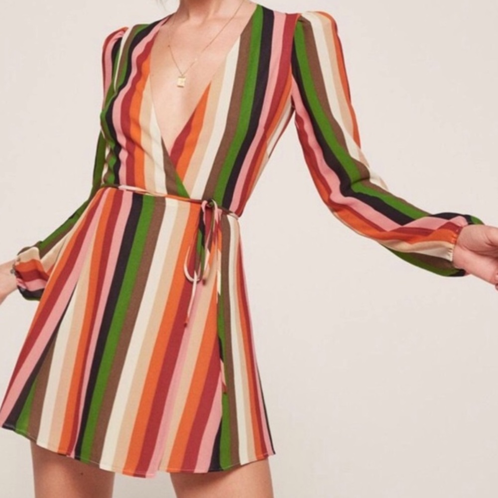 Reformation Striped Polk Dress - Picture 1 of 4